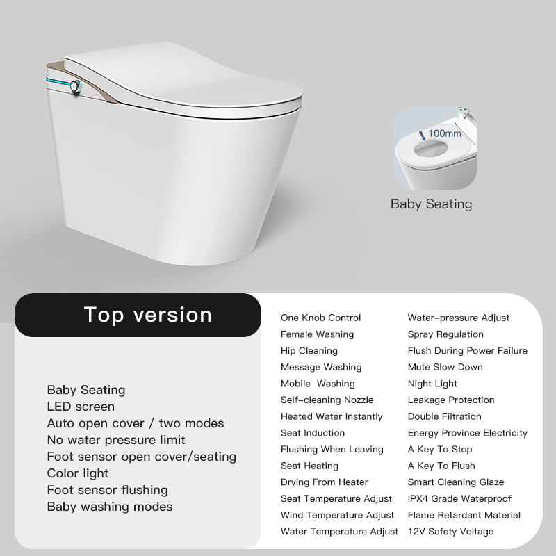 Intelligent Toilet Bidet Ceramic Auto Open Automatic Flush One Piece Smart Toilets