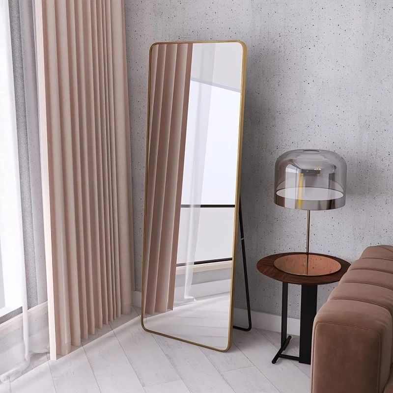 Custom Arch Rectangle Full-Lenght Dressing Home Wall Decoration Furniture Metal Framed Mirror