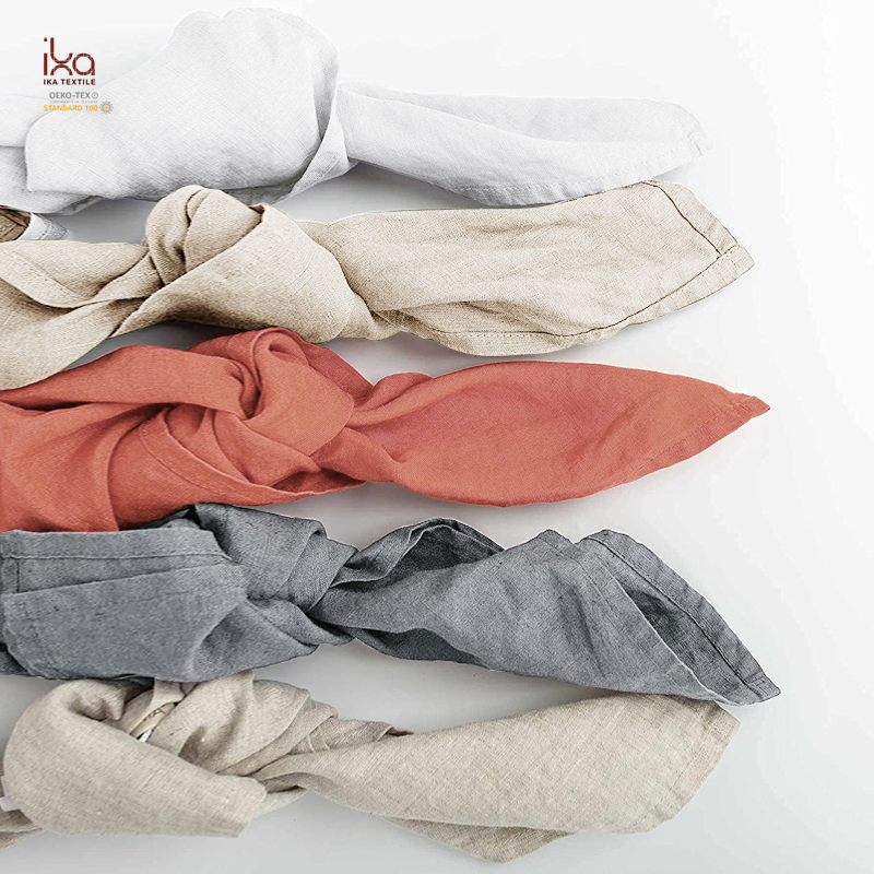Aesthetic Wholesale Wedding Decoration Items Hot Sale Home Decor Table Personalized Lunch Custom Printed Embroidered Natural Linen Napkin