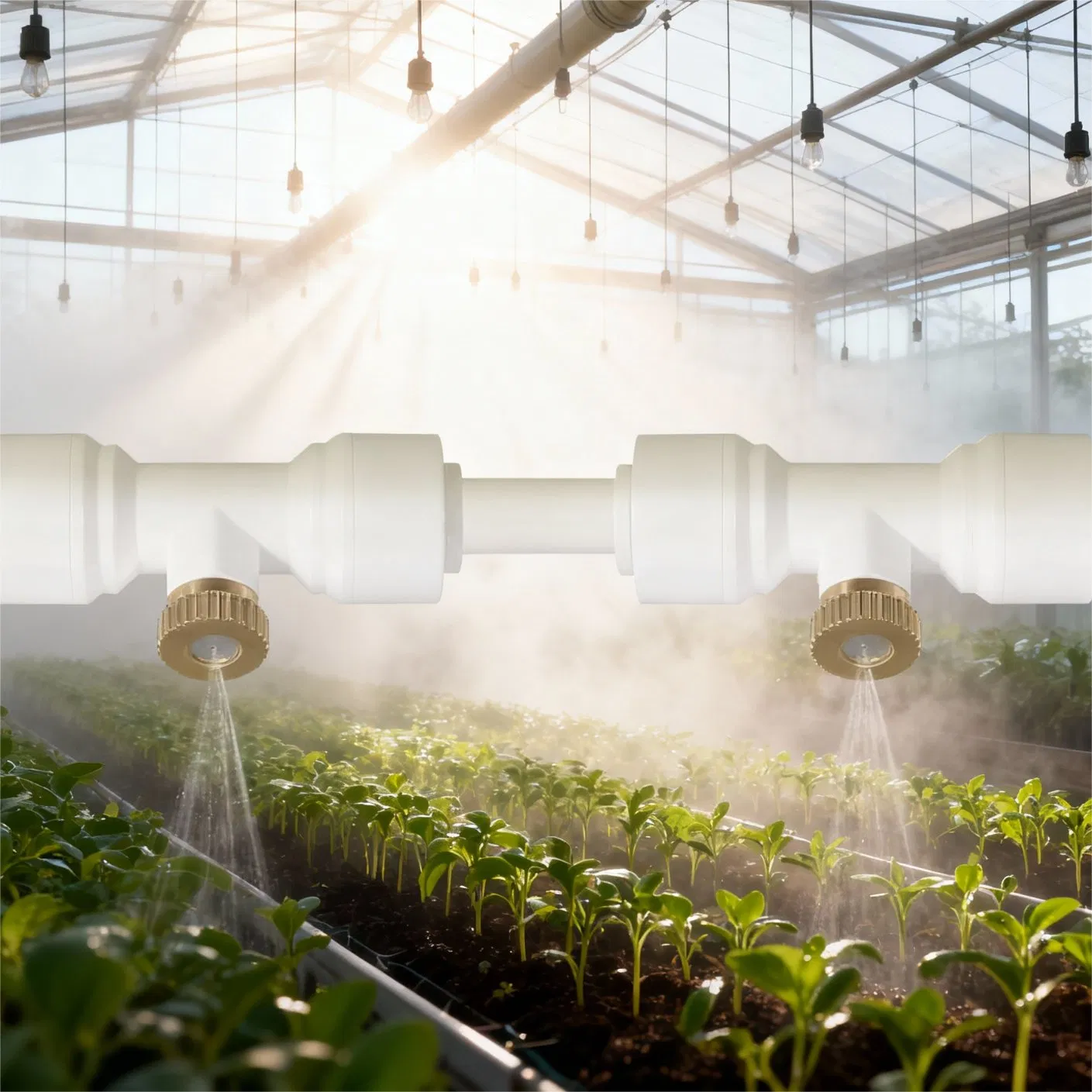 Easy to Install White Drip Irrigation Misting System - Save Water Effortlessly