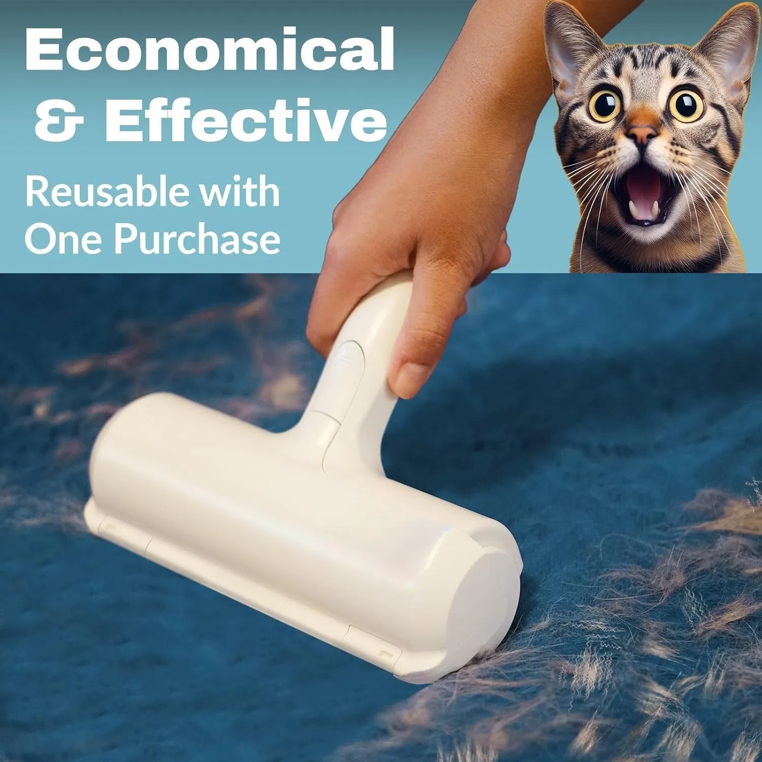 Pet Hair Remover - Lint Roller for Pet Hair - Cat and Dog Hair Remover for Couch, Furniture, Carpet, Car Seat, Reusable Roller with Self-Cleaning Base