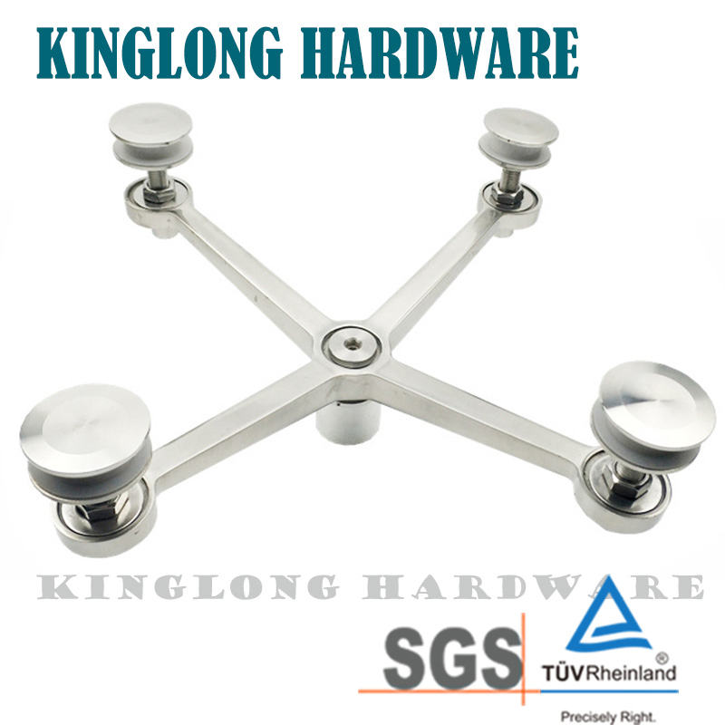 Stainless Steel Glass Hardware 2 Arms 90 Degree Curtain Wall Glass Spider