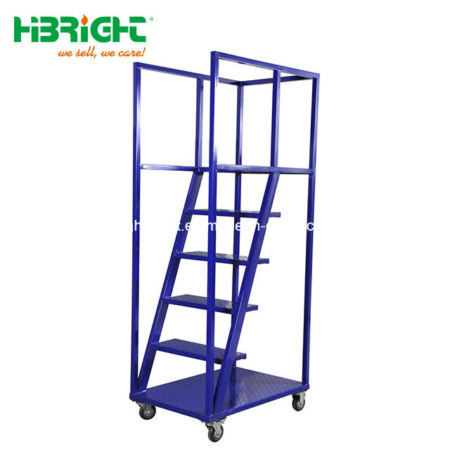Folding Metal Step Ladder Truck with Wheels