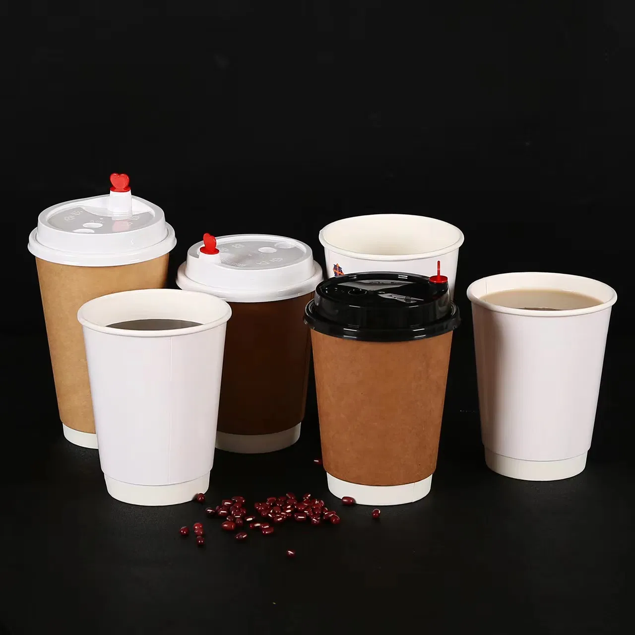 Custom Printed 12oz Double Wall Paper Cup Disposable Hot Drinking Coffee Paper Cups with Lids