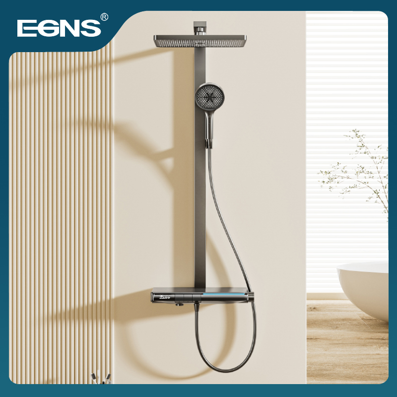 Multi Function Thermostatic Shower Brass Luxury Shower Set of Bathroom Accessories