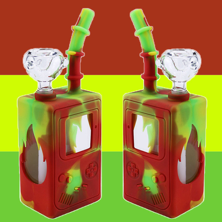 Game Boy PSP Style Glass Bubbler Water Pipe Silicone Smoking Straw Smoke Filter Smoking Pipe