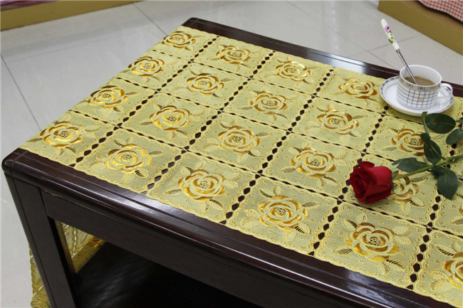 50cm Width Long Lace Gold PVC Vinyl Tablecloth Runner
