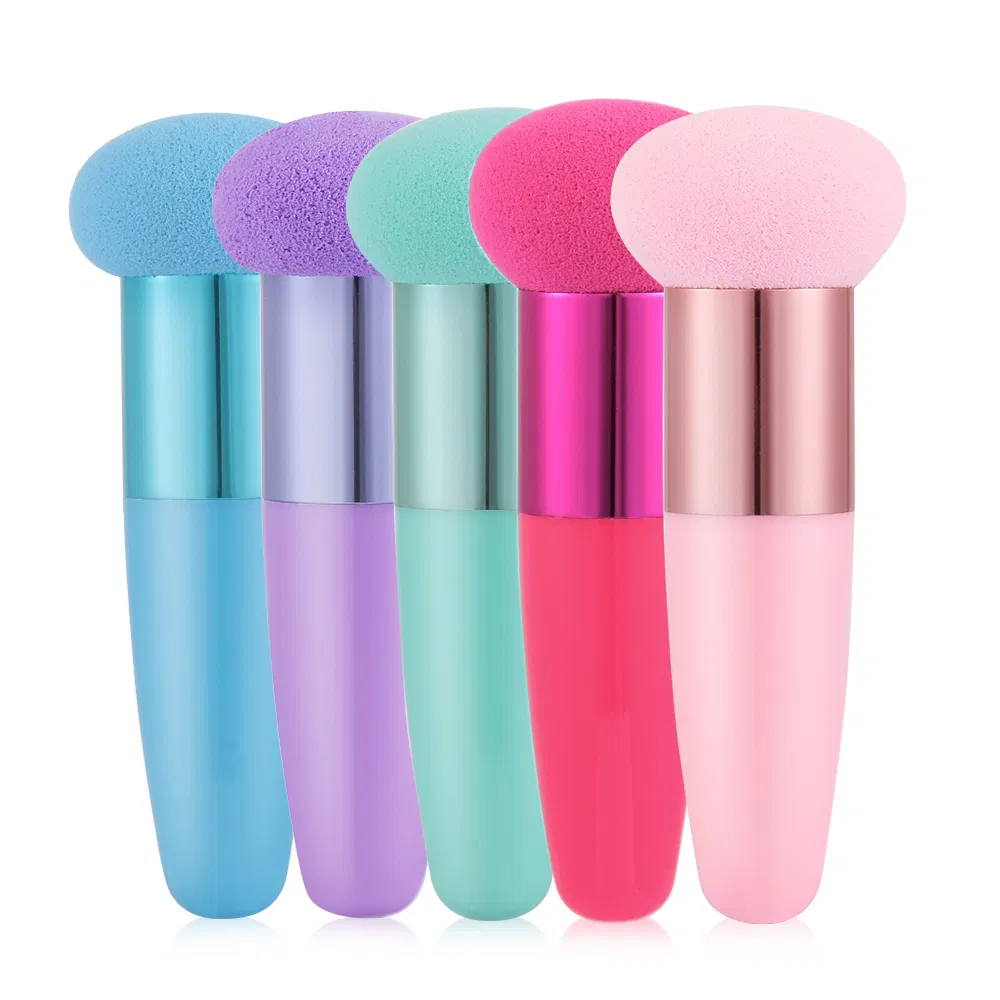 Fashion Women Mushroom Head Puff Foundation Face Make up Tools Liquid Sponge Beauty Cosmetic Powder Puff with Smooth Handle