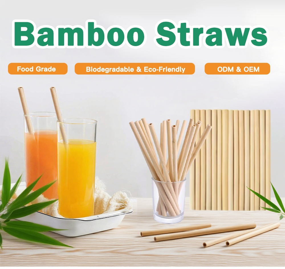 Wholesale Biodegradable Custom Eco Friendly Cocktail Babo Tea Drinking Straw Plastic-Free Eco-Friendly Drinking Straws Disposable Bamboo Straws for Drinks