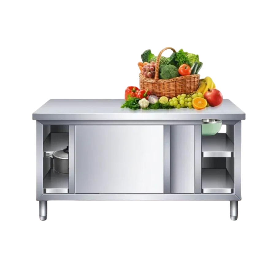 Multifunctional Stainless Steel Cupboard Incorporating Refrigeration Worktable