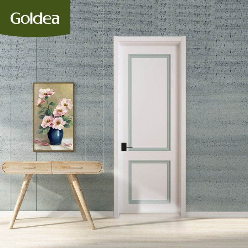 Goldea 39 Years Factory Price Customized OEM/ODM MDF Luxury Style Interior Wooden Door with Paint Finish Compound Door Design