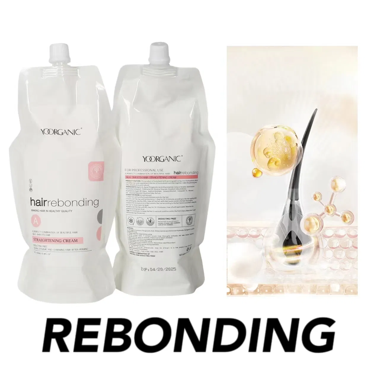 Keratin Rebonding Cream Hair Rebonding Straightening Permanent One Step 2 in 1