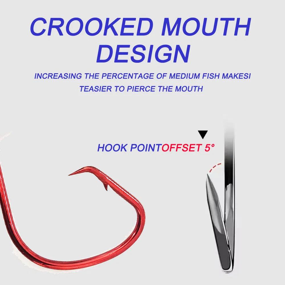 Alpha Hot Sale Red Black 7381 Sport Circle Fish Hooks 1#-6# 1/0#-10/0# Saltwater Strong Carbon Steel