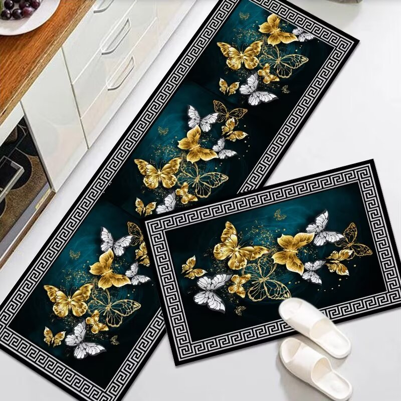 2PCS Non Slip Washable Kitchen Rugs and Mats Set Cushioned Runner Rugs for Kitchen