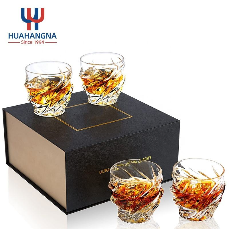 Old Fashioned Whiskey Glasses 10 Oz Rocks Glasses Set of 4 in Gift Box Barware for Rum Whisky Cocktail