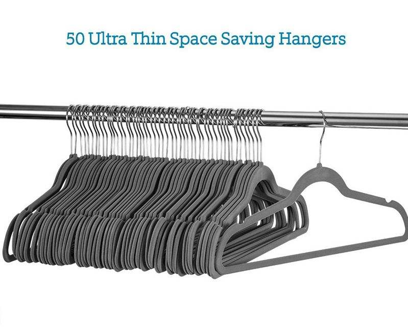 50 Pack Black Nonslip Laundry Velvet Clothes Hangers