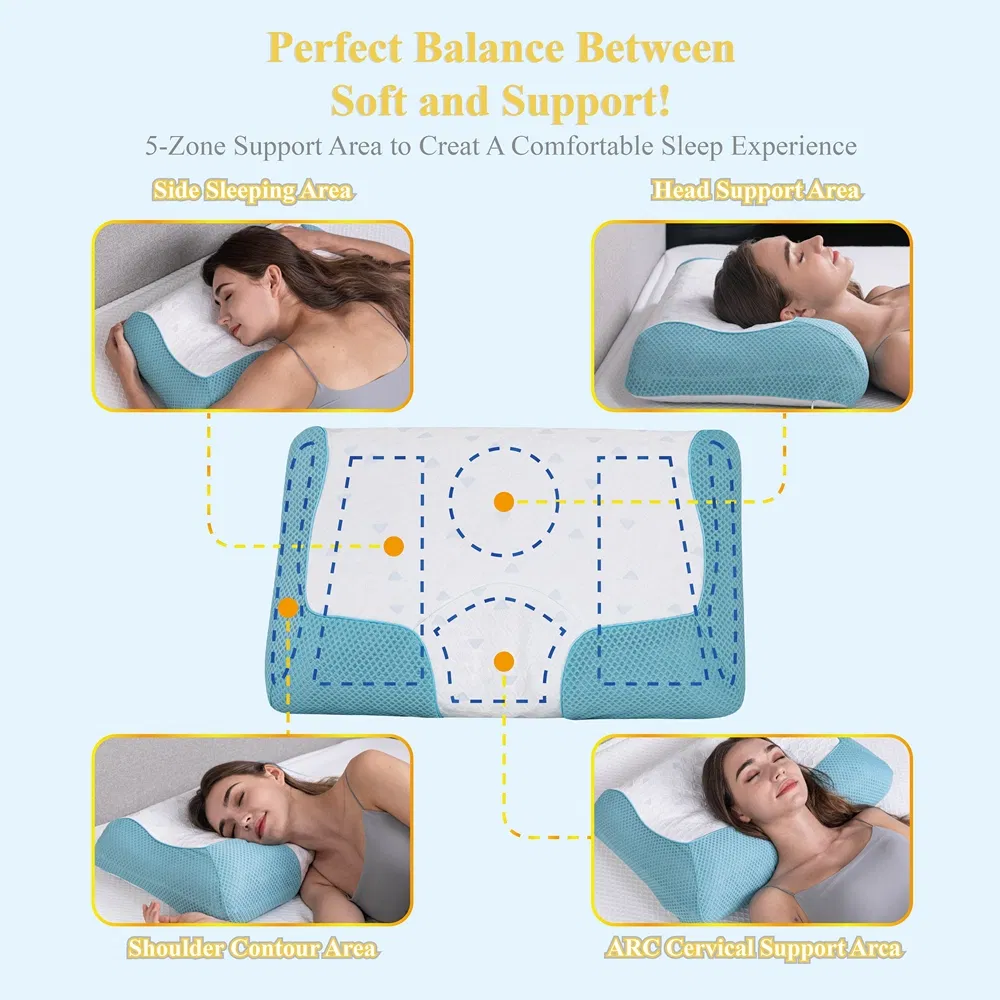 Premium Cooling Memory Foam Pillowcase for Cervical Support
