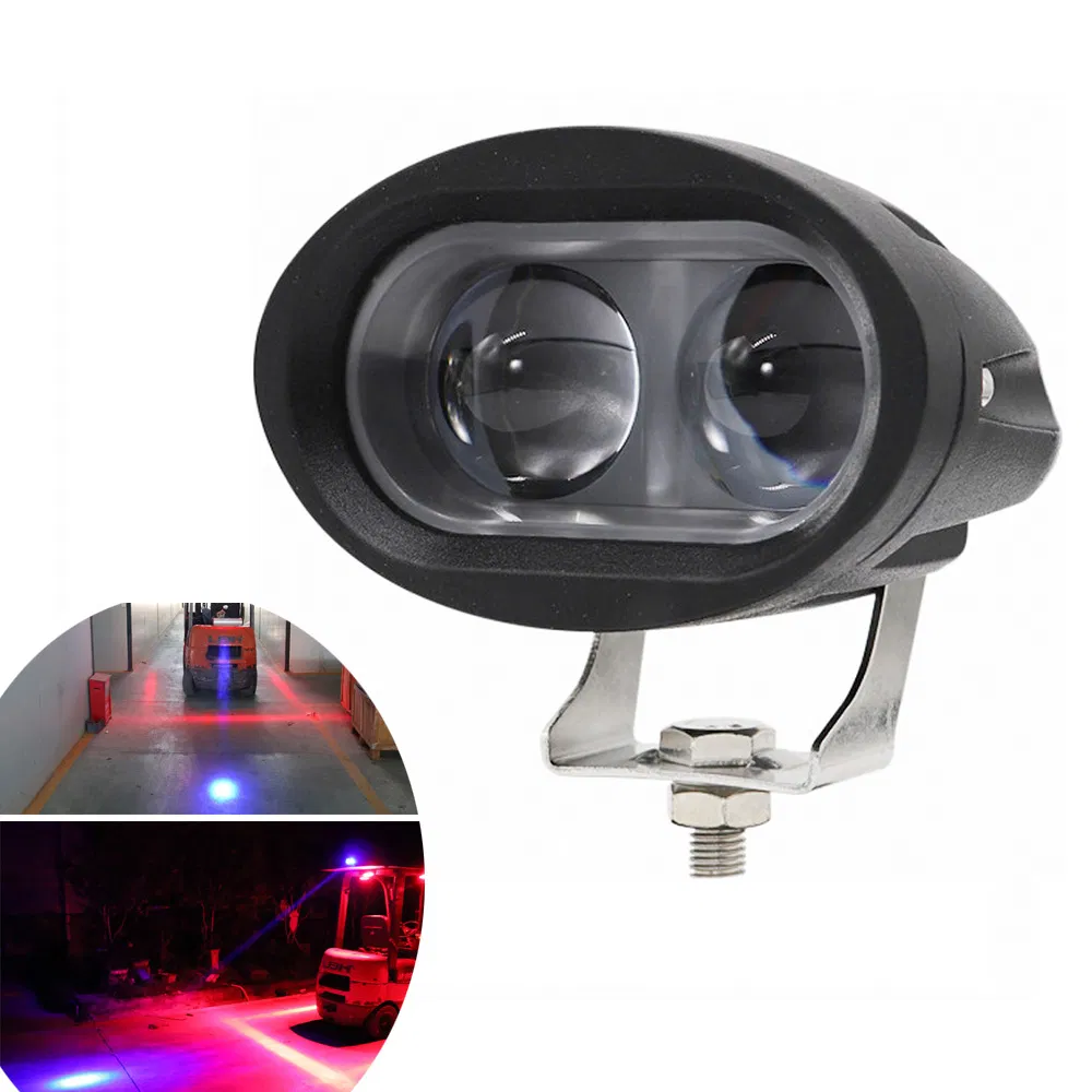 Super Bright 10-80V 20W Dual LED Warning Beacon | Blue Red Zone Safety Light for Warehouse & Forklift