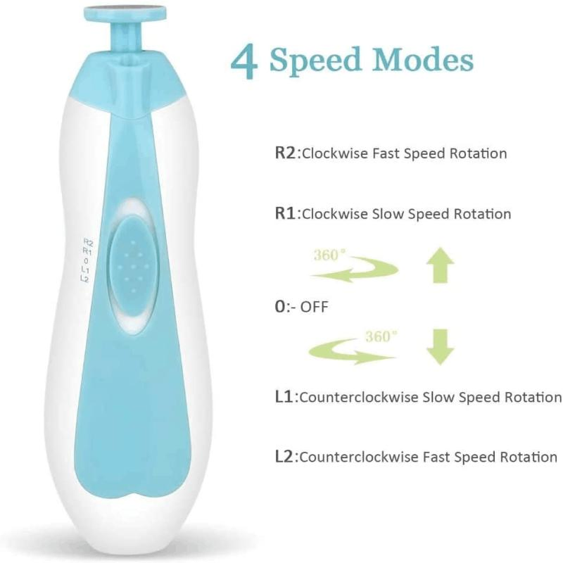 Baby Nail File Electric Nail Trimmer Toes Fingernails Care Trimmer with LED Light for Newborn