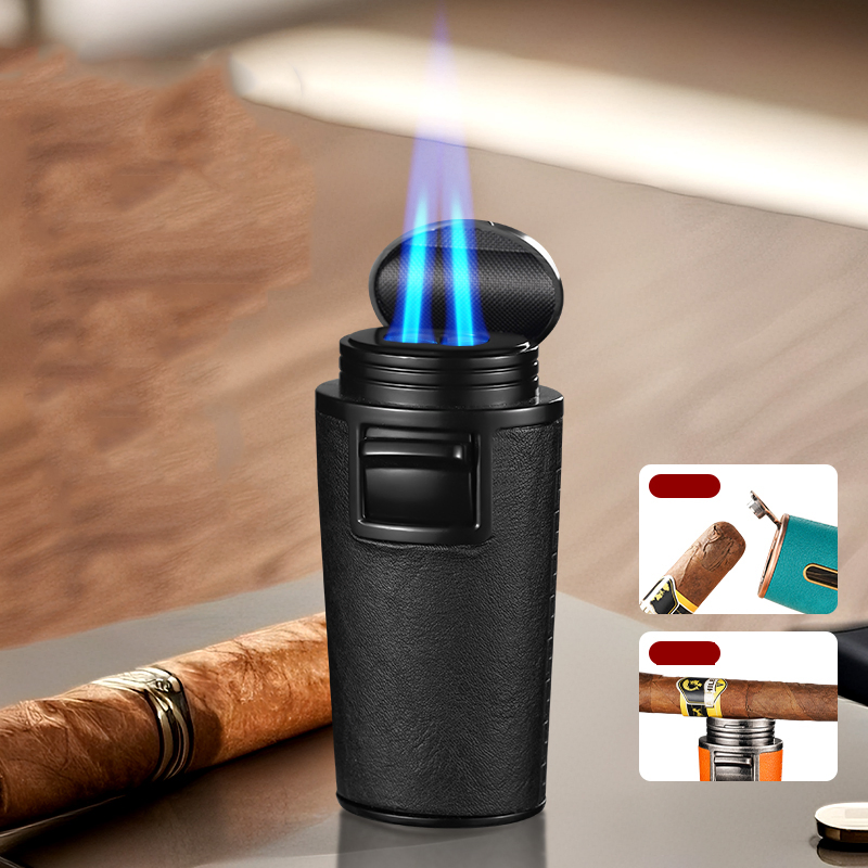 Cigar Specific Dual Flame Lighter with Cigar Cutter