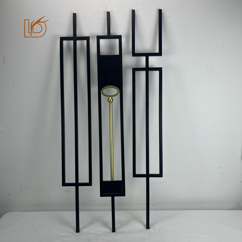 Modern Design Wrought Iron Solid Rectangle Golden Square Spindles