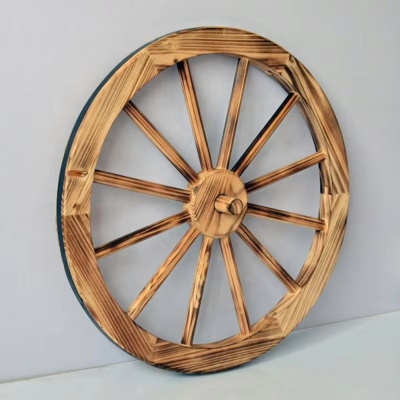 Decorative Wooden Garden Wagon Wheel with Steel Rim
