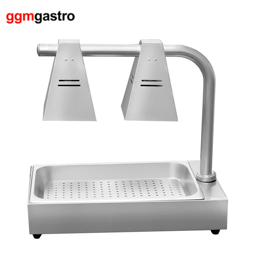 Hotel Kitchen Equipment Stainless Steel 2 Light Heat Lamp Infrared Food Warmer