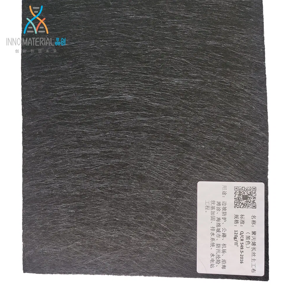 Black/White/Grey Color Polyester/Polypropylene Filament Needle Punched Nonwoven Geotextile for Railway and Highway