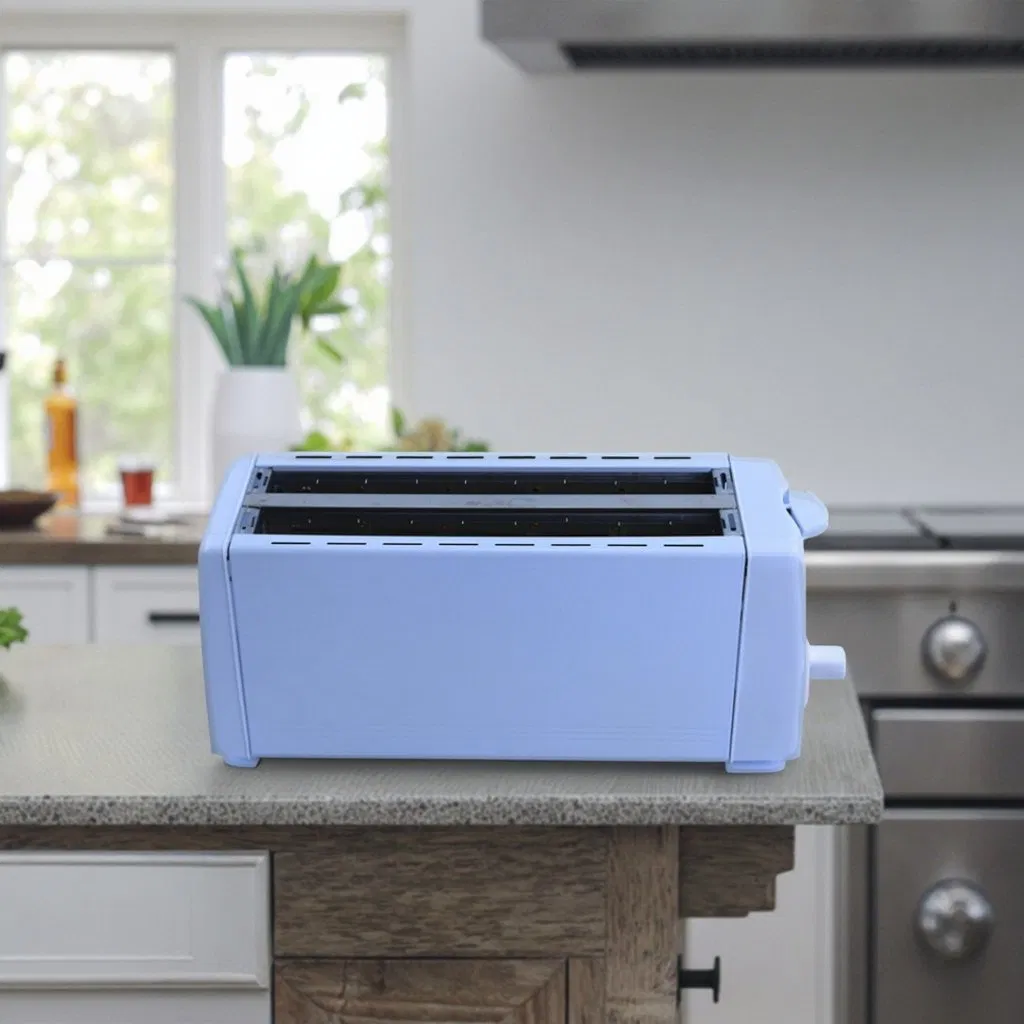 Automatic White Plastic Housing Electric Bread Toaster Slice Snap Open Crumb Tray Pop-up Mechanical Timer for Household Sandwich