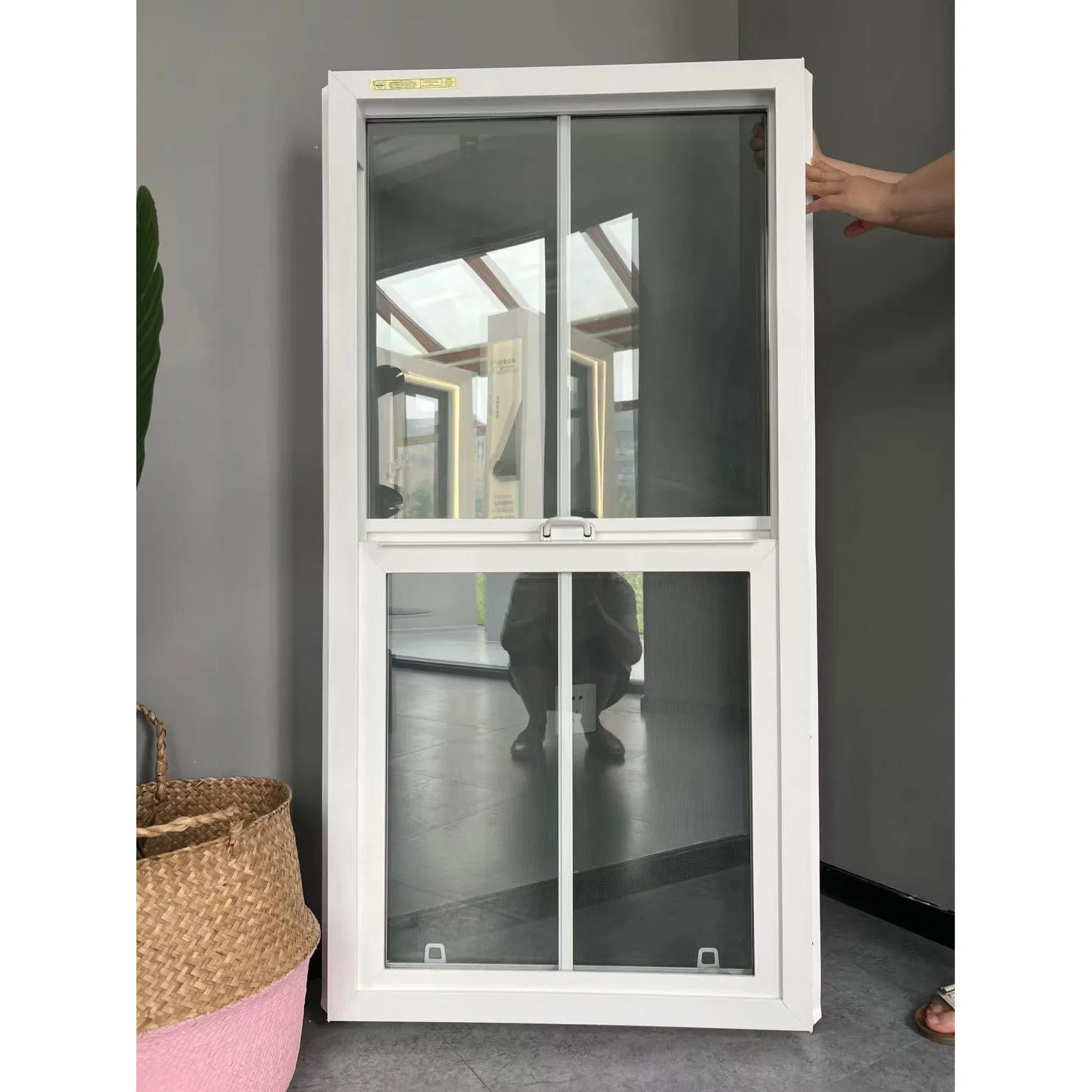 High Quality UPVC/Vinyl Single Hung Window with Grids