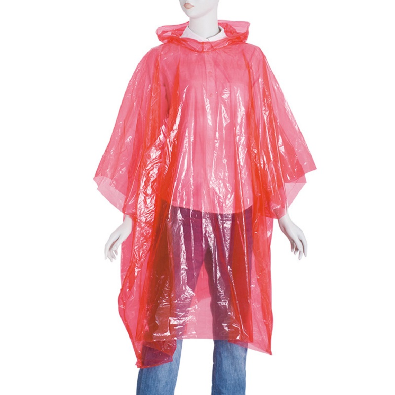 Disposable Plastic PE Rain Poncho Raincoat in Ball Waterproof Square Design Esg17220