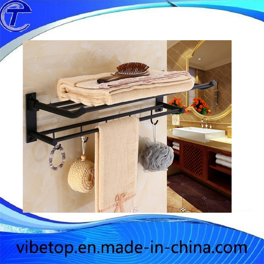 Multifunction Black Bathroom Towel Rack