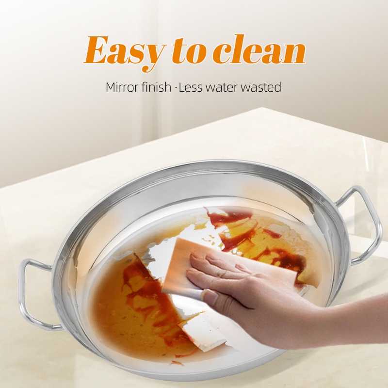 Daosheng Hotel Kitchen Double Ears Composite Bottom Commercial Cookware Sanding Finish Stainless Steel Chef Frying Pan