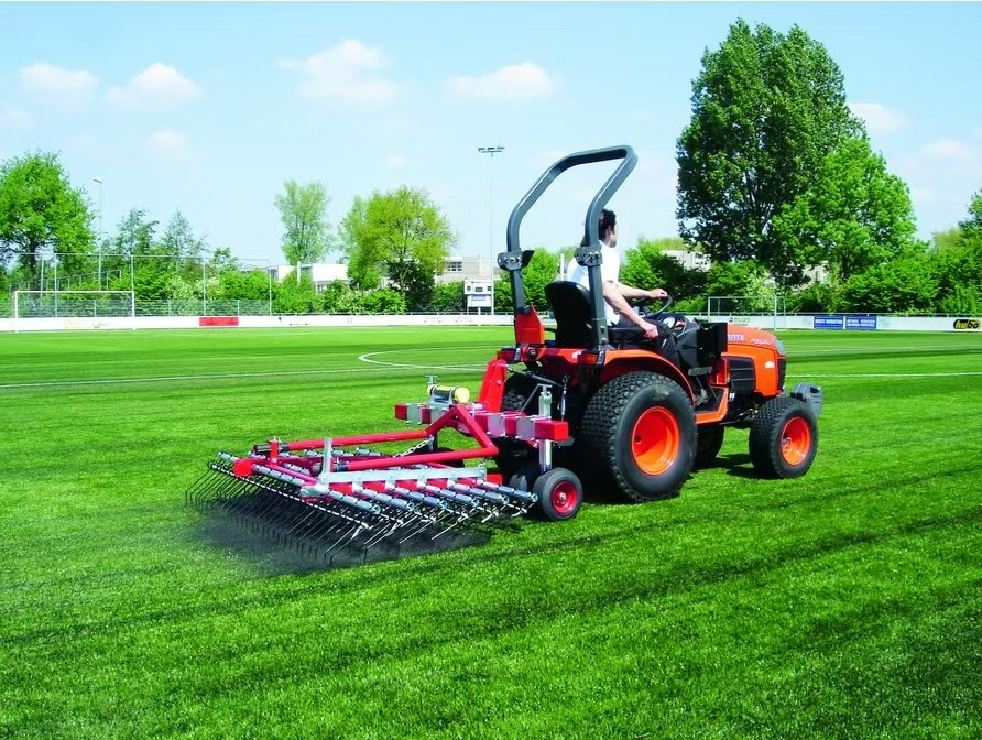 Towable Turf Grading Rake with Reinforced Frame for Golf Course and Stadium Use