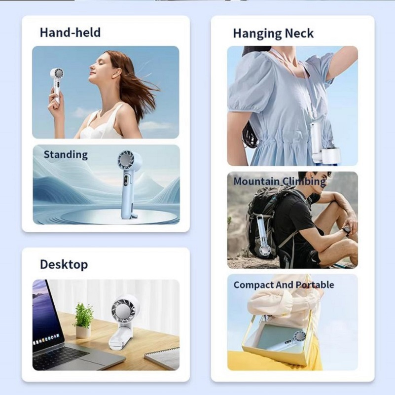 Best Seller Rechargeable Portable 4000mAh Handheld Fan with Power Bank 5 High Speed Wind USB Mini Desktop Fan