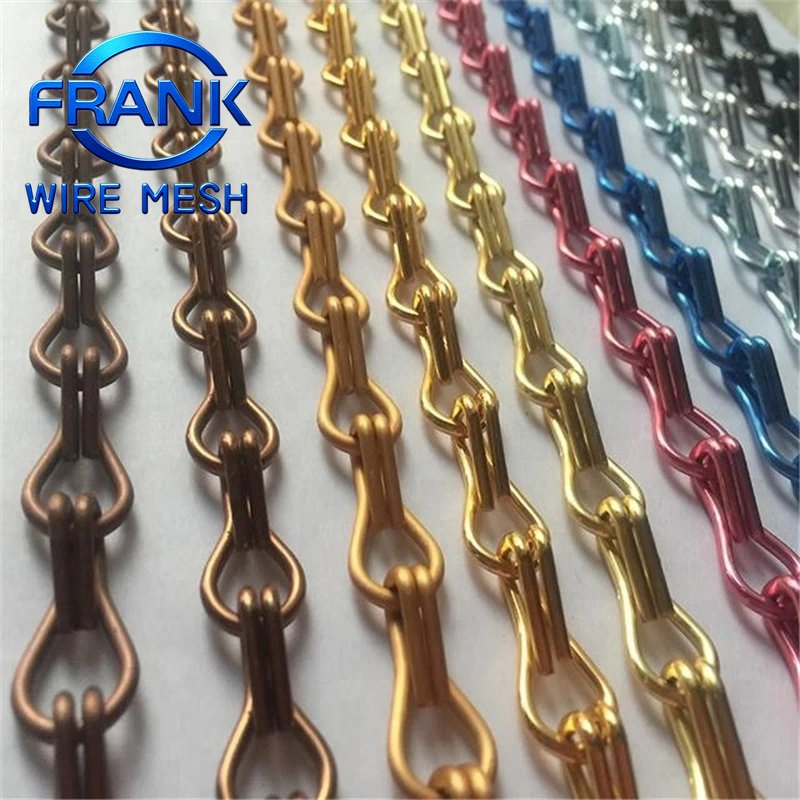 Colorful Aluminum Double Hooks Chain Link Fly Screen Metal Mesh Curtains for Background Wall Decoration