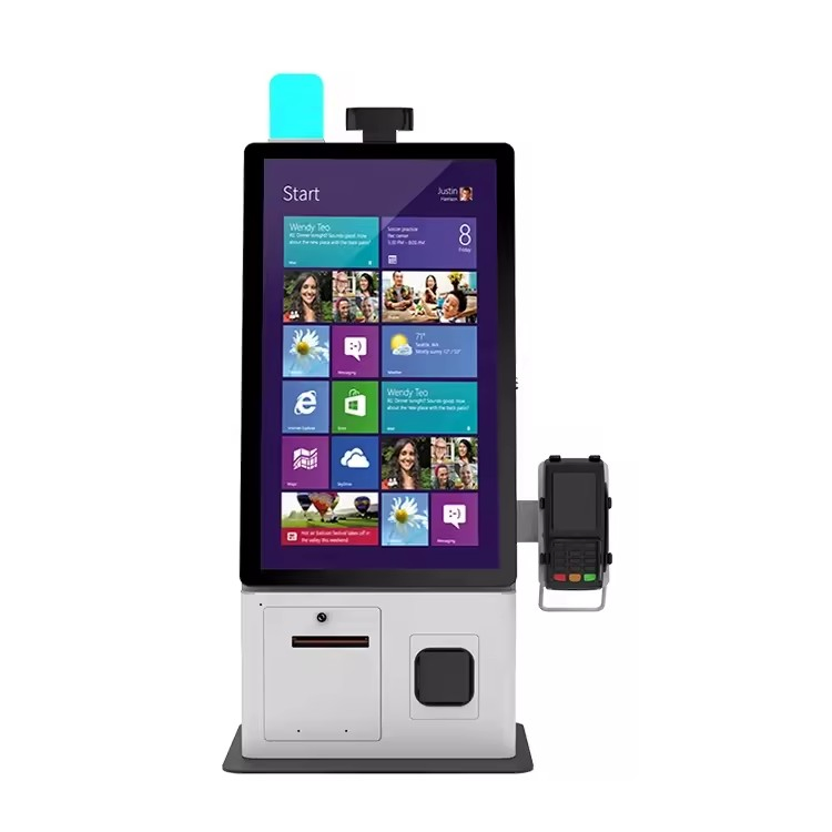 21.5 Inch Self Service Order Payment Touch Screen Kiosk Self Pay Machine Barcode Scanner Kiosk for Restaurant