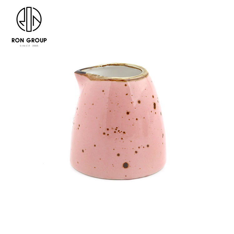 Ceramic Porcelain Dinnerware Pink Cafe Coffee Container Restaurant Customized Milk&Sugar Pot Sets