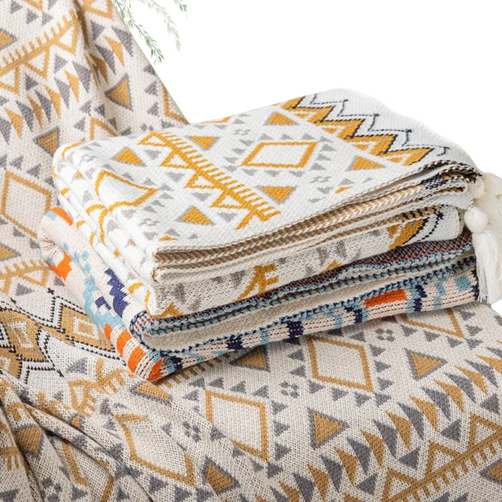 Versatile Knitted Acrylic Throw Blanket Warm Lightweight Soft Throw for Home Decor