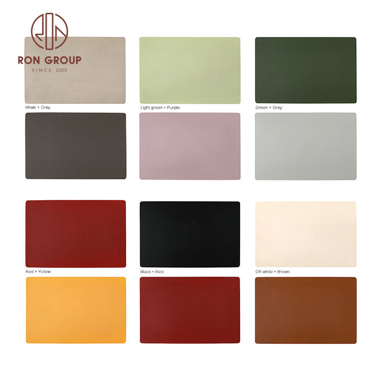 Restaurant Banquet Double Reversible Rectangle PU Leather Elegant Placemat