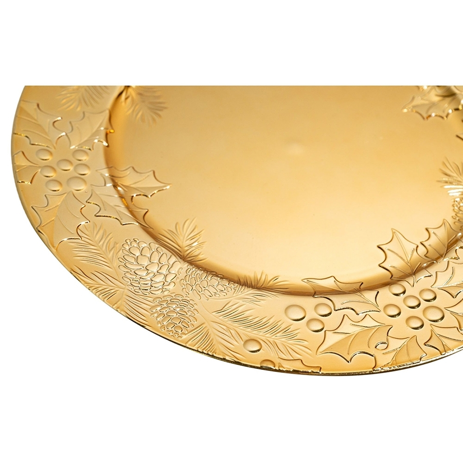 Excellent Display Gold Color PP Material Plastic Disposable Non-Slip Charger Plate