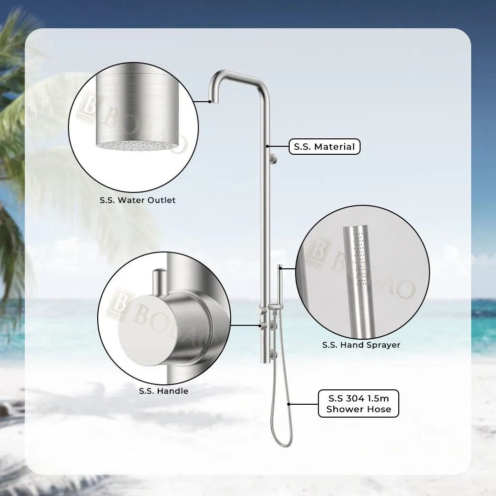Wall Mounted Outdoor Stainless Steel Shower Pool Swimming Rainfall Outdoor Shower