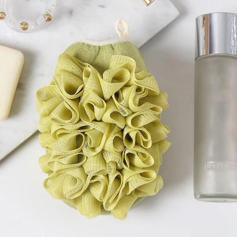High Quality Mixed Color Flower Ball Bath Loofah Body Sponge Brushes Shower Glove with Exfoliating Pouf Mesh Bath Scrubbers
