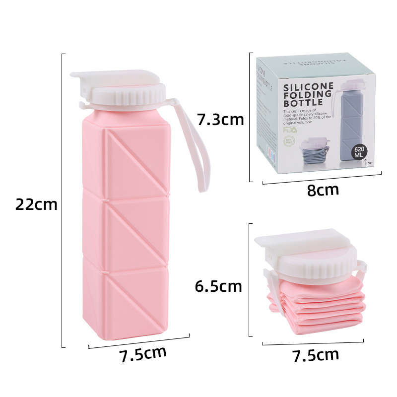 Складная силиконовая бутылка для воды, 20 oz