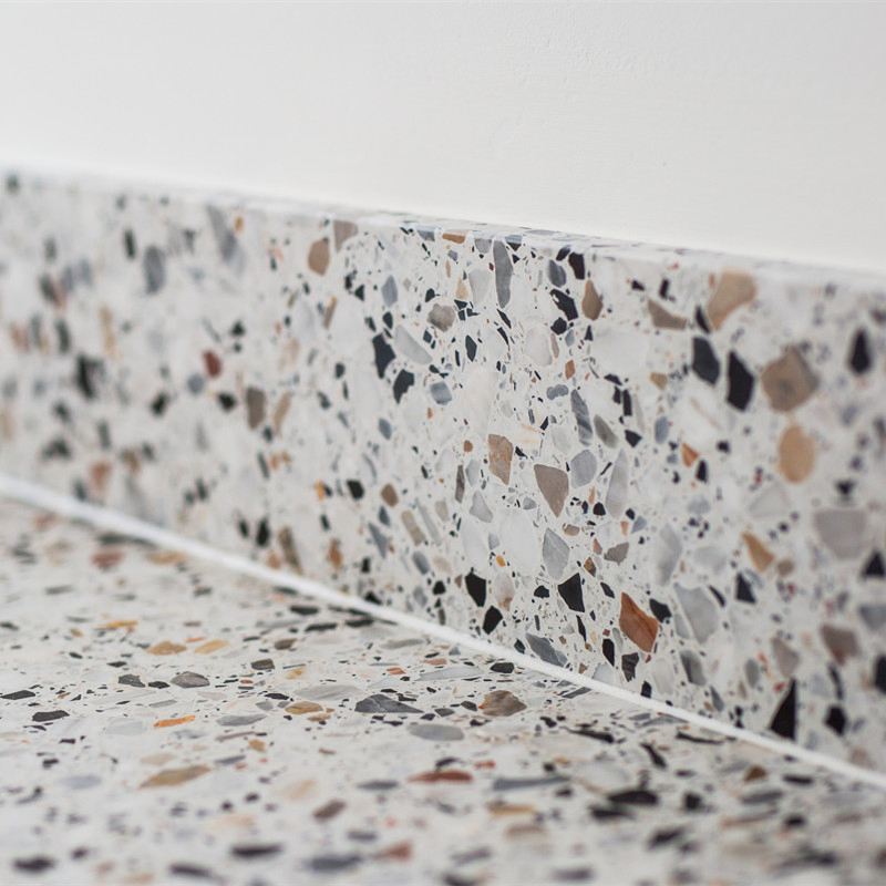 Big Slab Artificial Stone White Terrazzo Kitchen Countertops