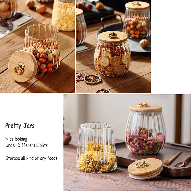 Factory 700ml Clear Empty Glass Storage Jar with Bamboo Lid