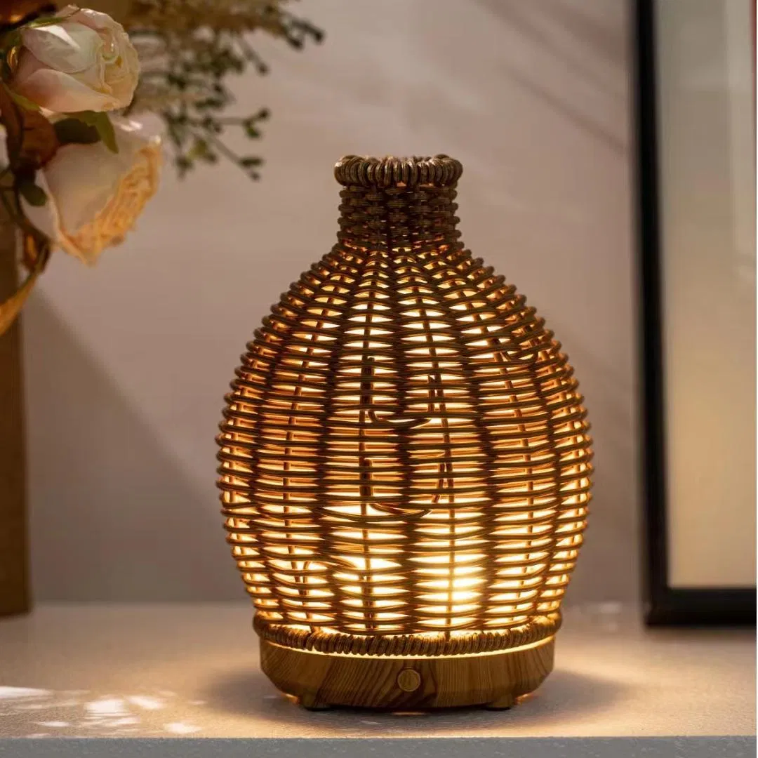 Factory Wholesale 80ml Essential Oil Rattan Retro Air Humidifier Ultrasonic Aroma Diffuser