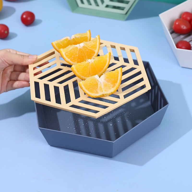 Creative Double Layer Fruit Drain Basket Snack Tray for Kitchen Mi22325