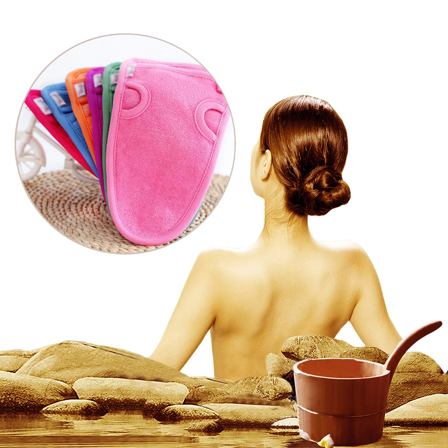 Natural Bamboo Bath Mitt Scrubber Bath Mitt Glove Shower Tools