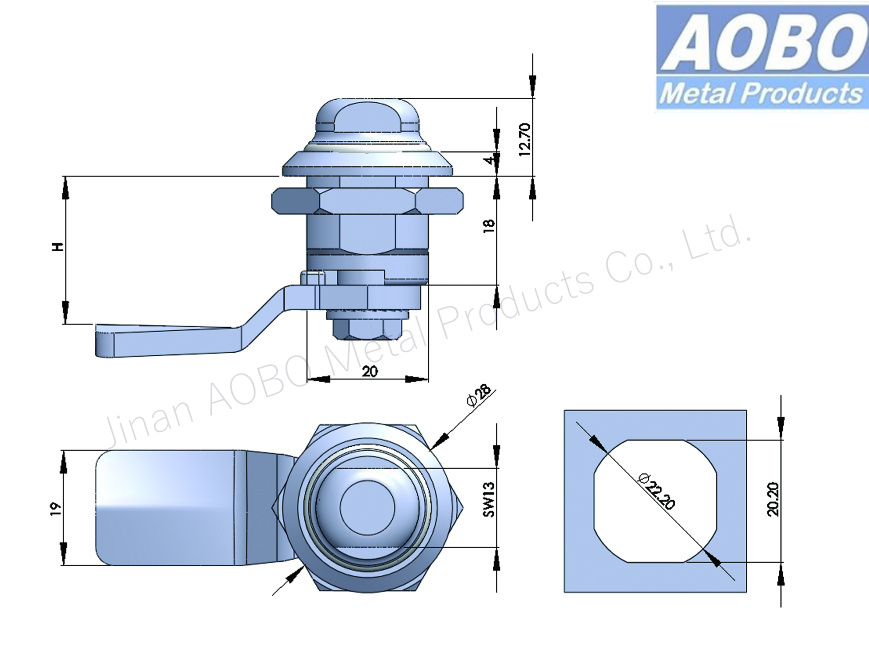 Aobo Food Hygiene Grade Stainless Steel Quarter Turn SUS316 Cam Lock Cylinder of Hygienic